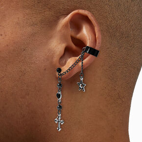 Black Cross Dangling Connector Earrings,
