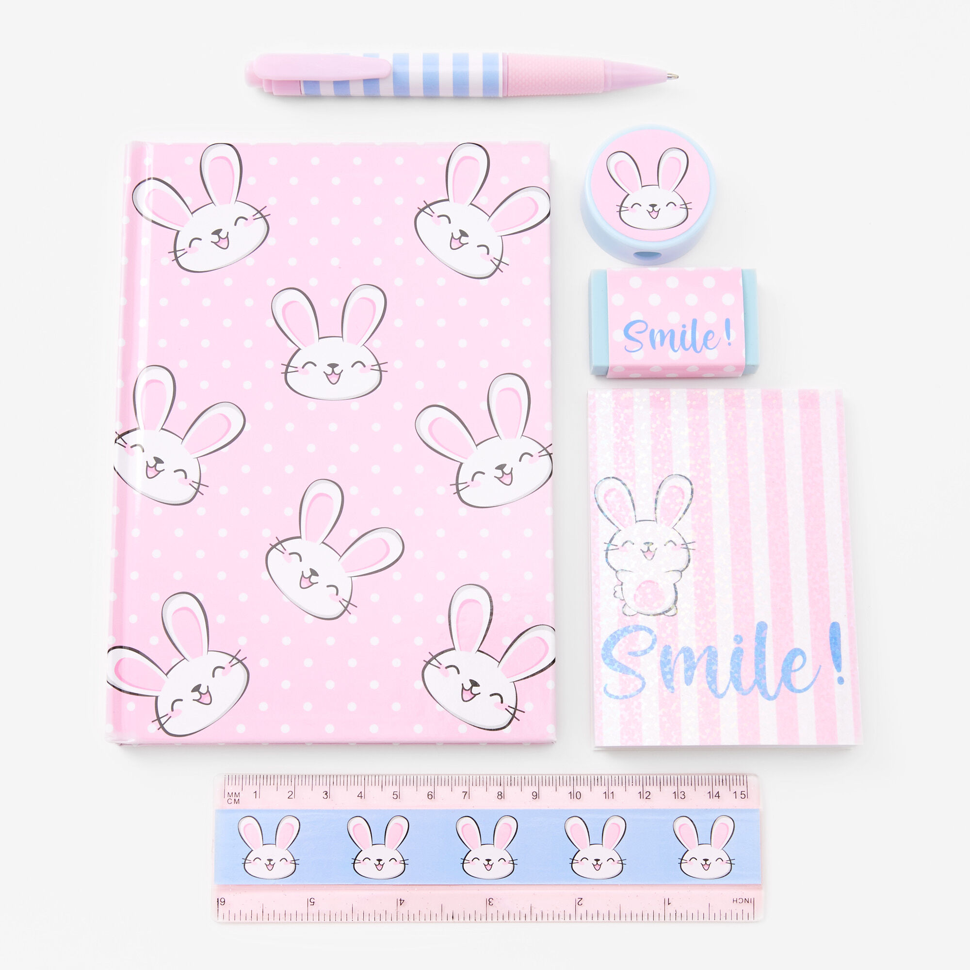 Claire's Ensemble d’articles de papeterie lapins roses