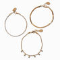 Gold Cubic Zirconia Dainty Chain Bracelets - 3 Pack,