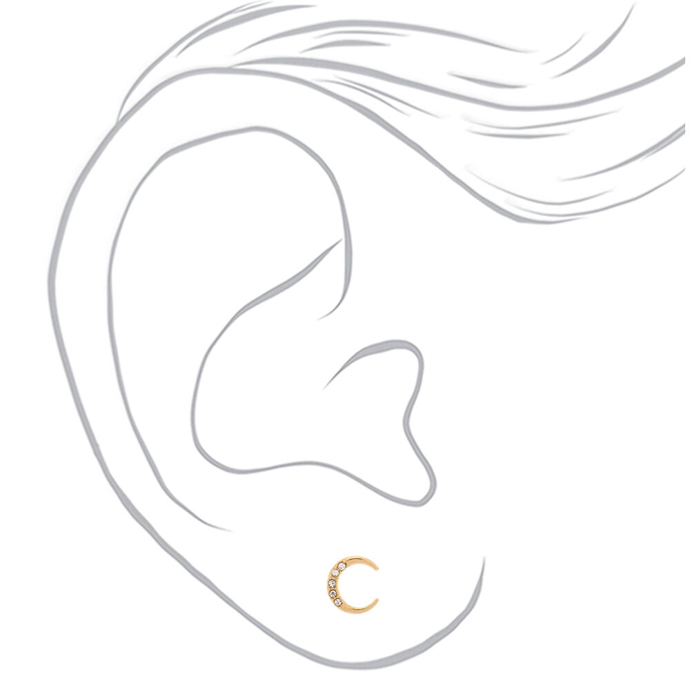 Gold Half Moon Stud Earrings,