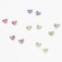 Silver Pastel Heart Magnetic Stud Earrings - 6 Pack,