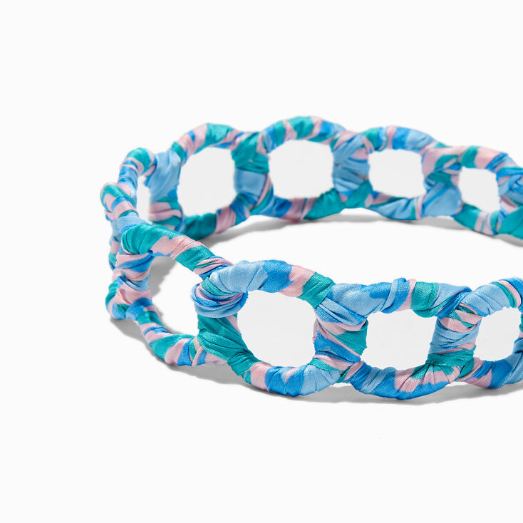 Blue &amp; Pink Wrapped Fabric-Covered Headband,