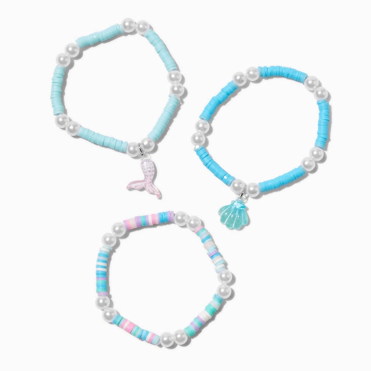 Claire's Club Mermaid Disc Bead Stretch Bracelets - 3 Pack