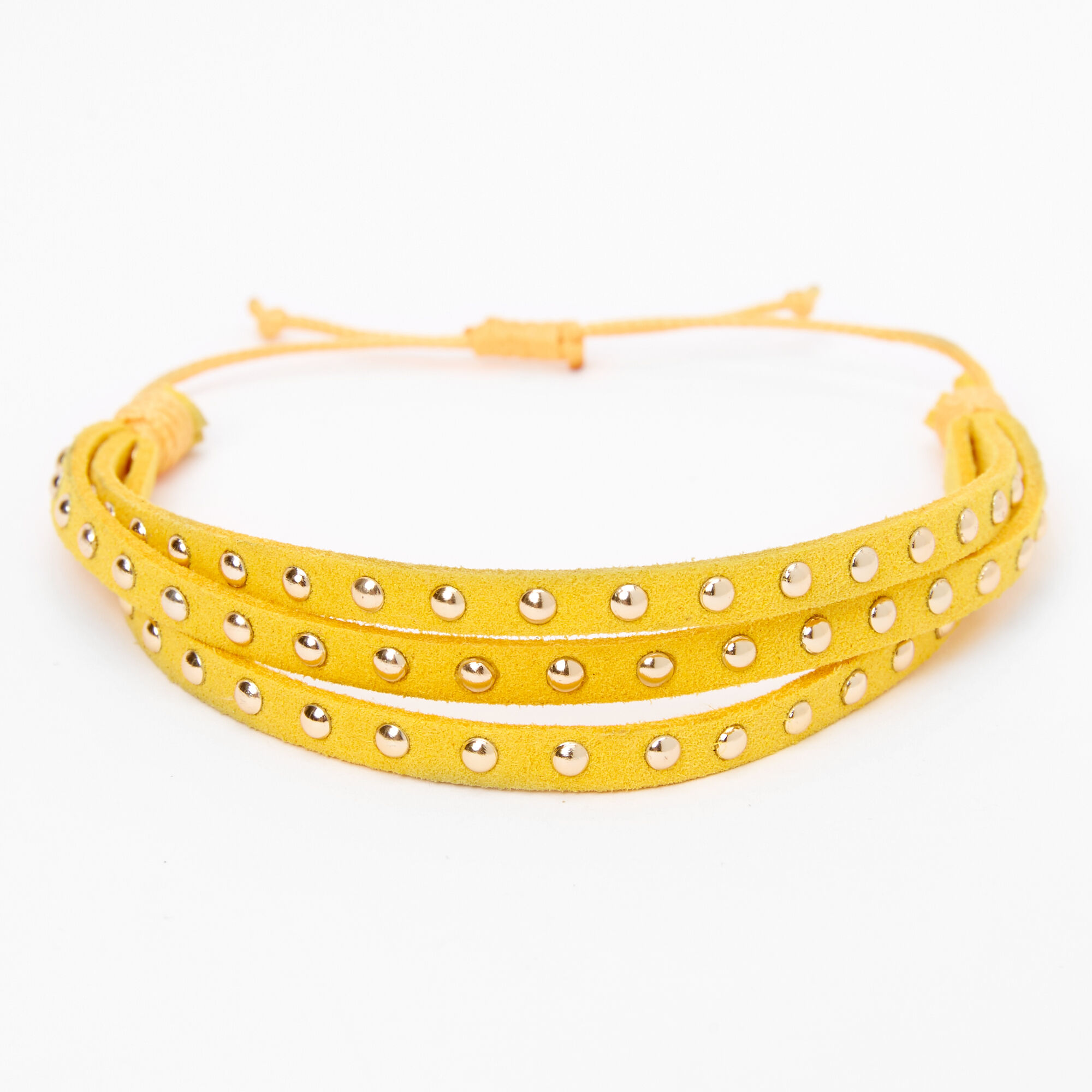 Gold Studded Adjustable Bracelet - Yellow,