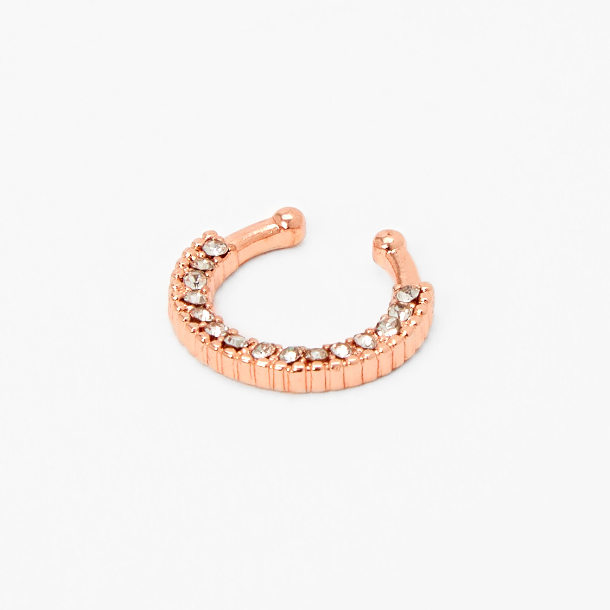 Rose Gold Crystal Faux Hoop Nose Ring Claire s