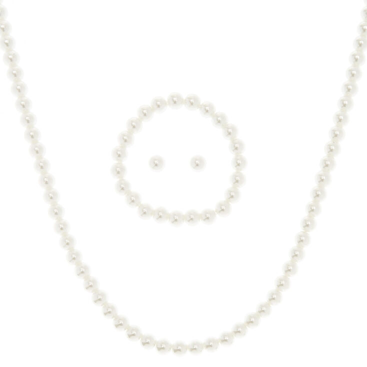 Parure de bijoux avec perles d&#39;imitation couleur argent&eacute;e - Lot de 3,