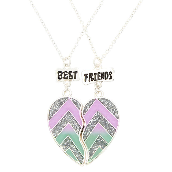 Best Friends Glitter Chevron Pendant Necklaces - 2 Pack,