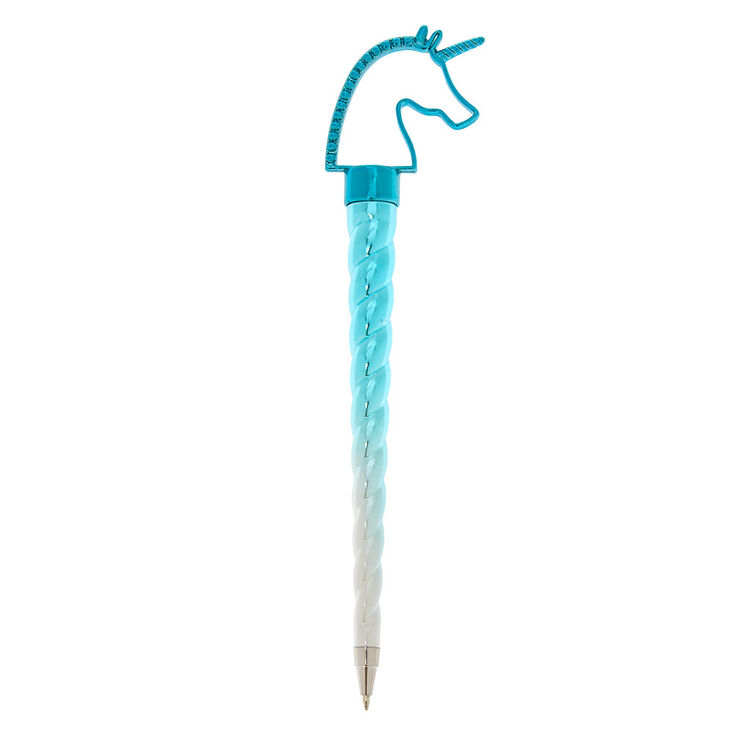Stylo licorne bleue,