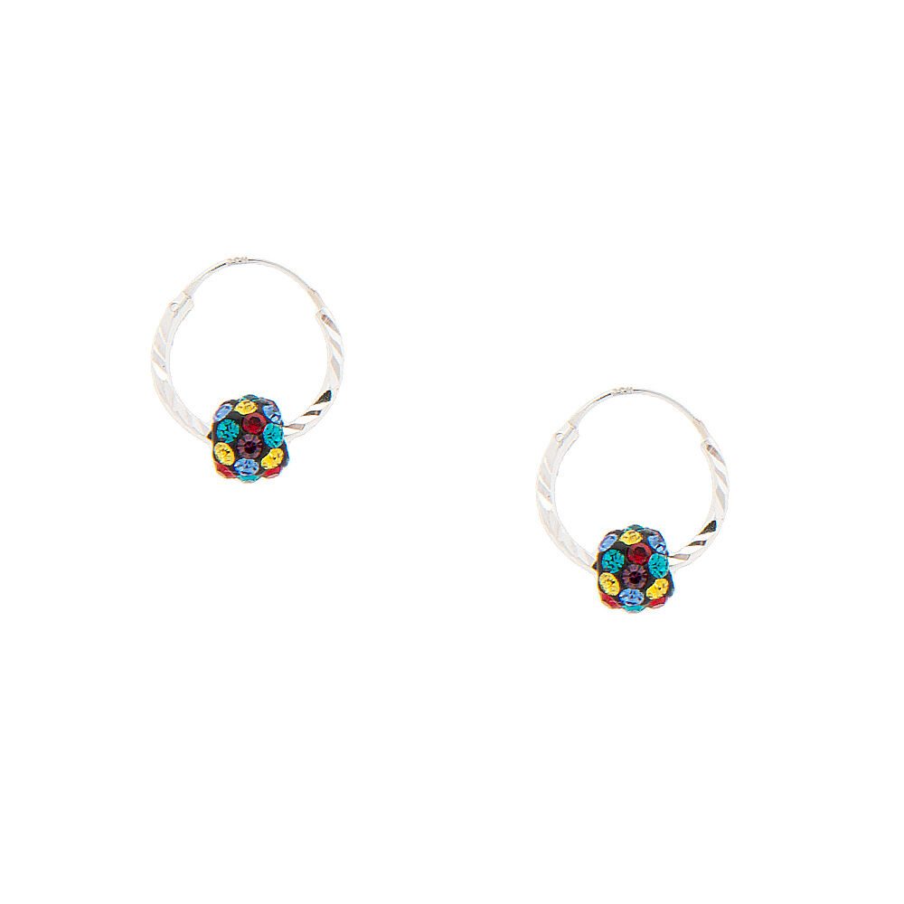 C LUXE by Claire's Sterling Silver 10mm Fireball Hoop Earrings,