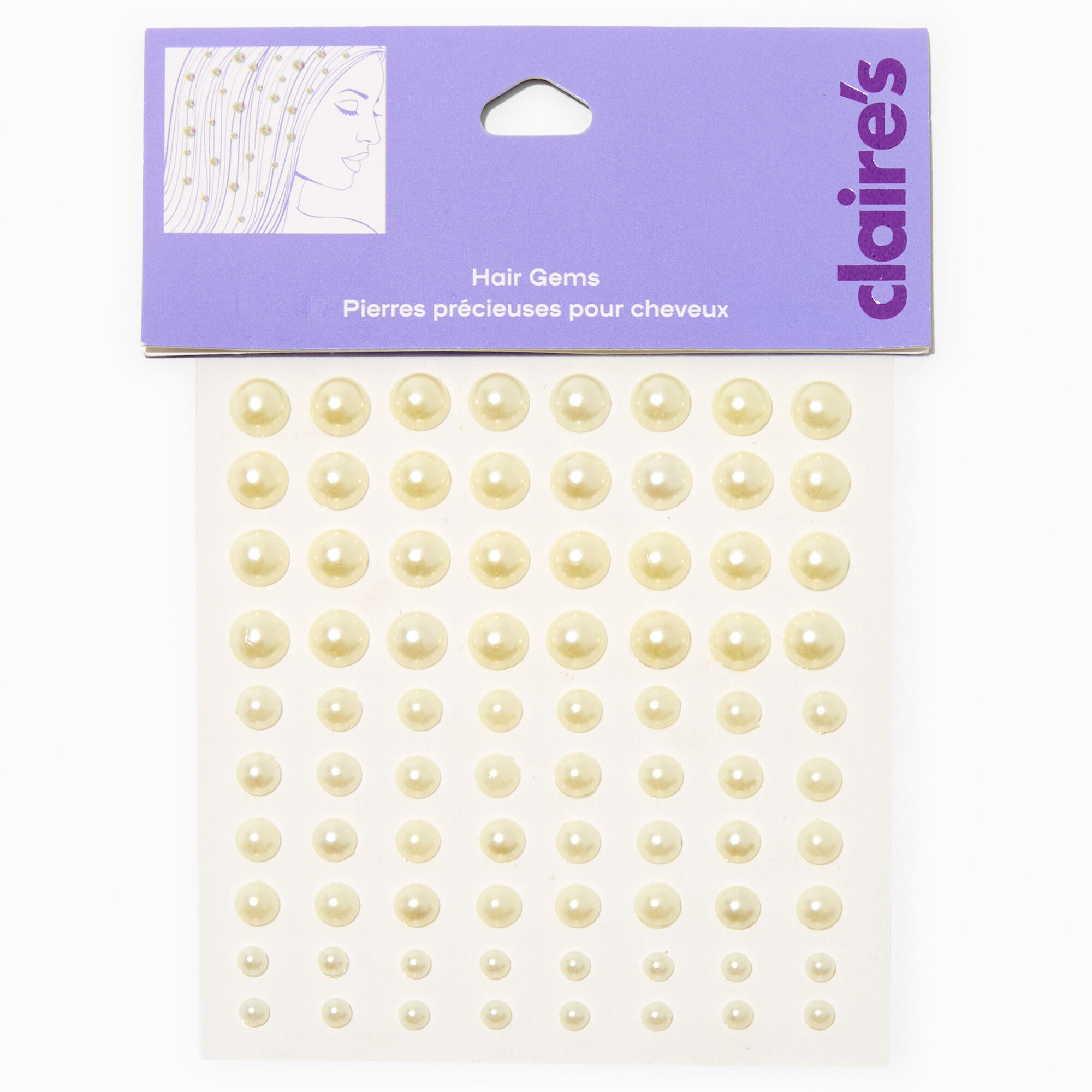 White Pearl Hair Gems - 80 Pack,