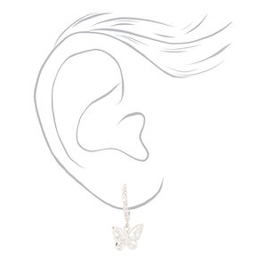 Silver Cubic Zirconia Textured Butterfly Jewelry Set - 2 Pack,