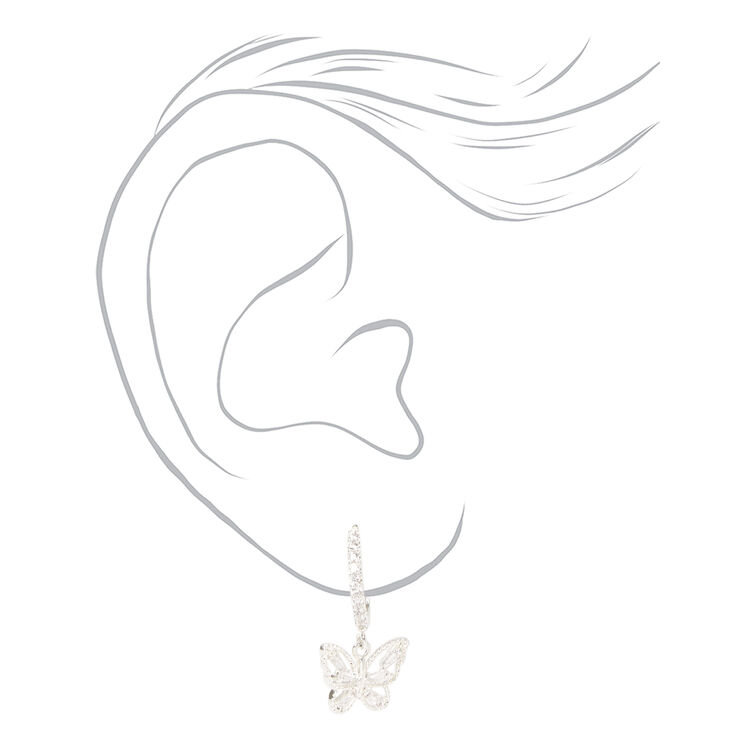 Silver Cubic Zirconia Textured Butterfly Jewelry Set - 2 Pack,