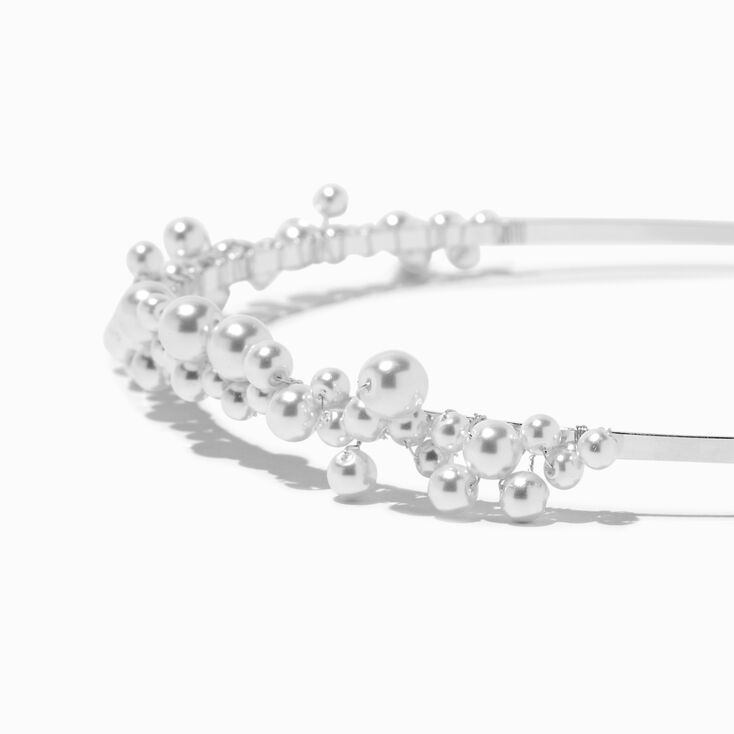 Silver Pearl Cluster Headband,