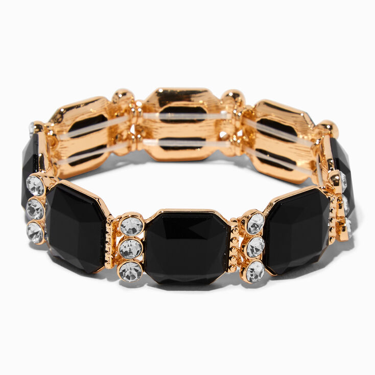 Black Rhinestone Stretch Bracelet ,