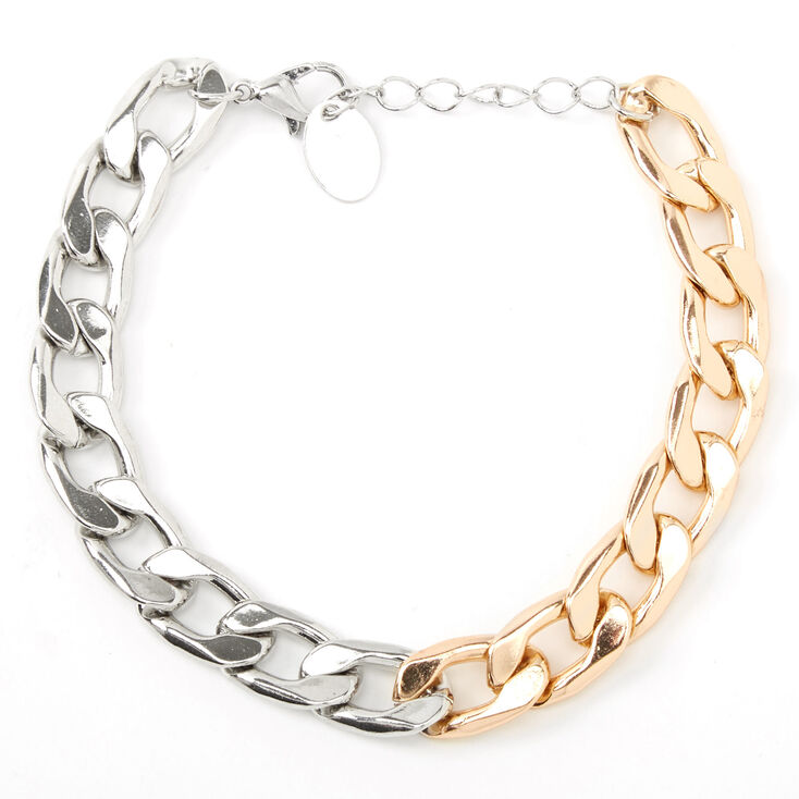 Mixed Metal Chunky Chain Link Bracelet,