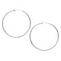 Silver 50MM Textured Clip On Hoop Earrings,