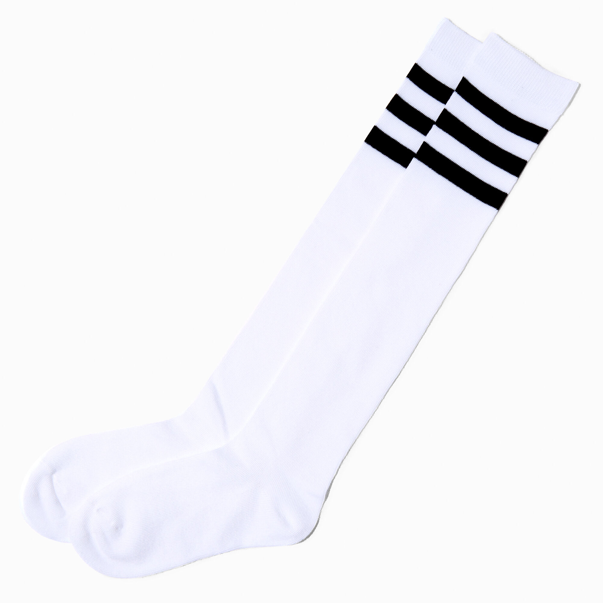 View Claires Stripe Over The Knee Socks Black information