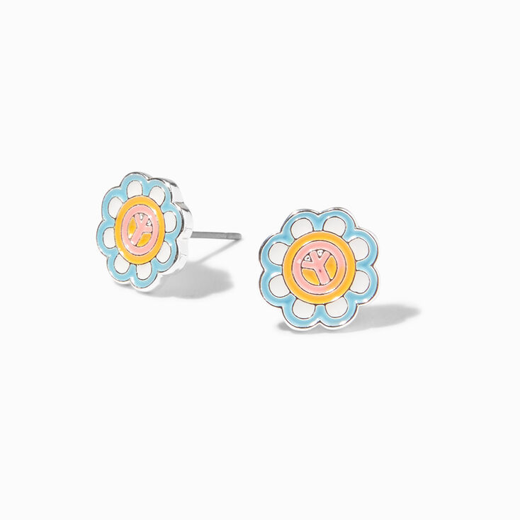 Daisy Peace Sign Stud Earrings,