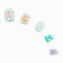 3D Bear Charm Iridescent Stiletto Press On Vegan Faux Nail Set - 24 Pack,