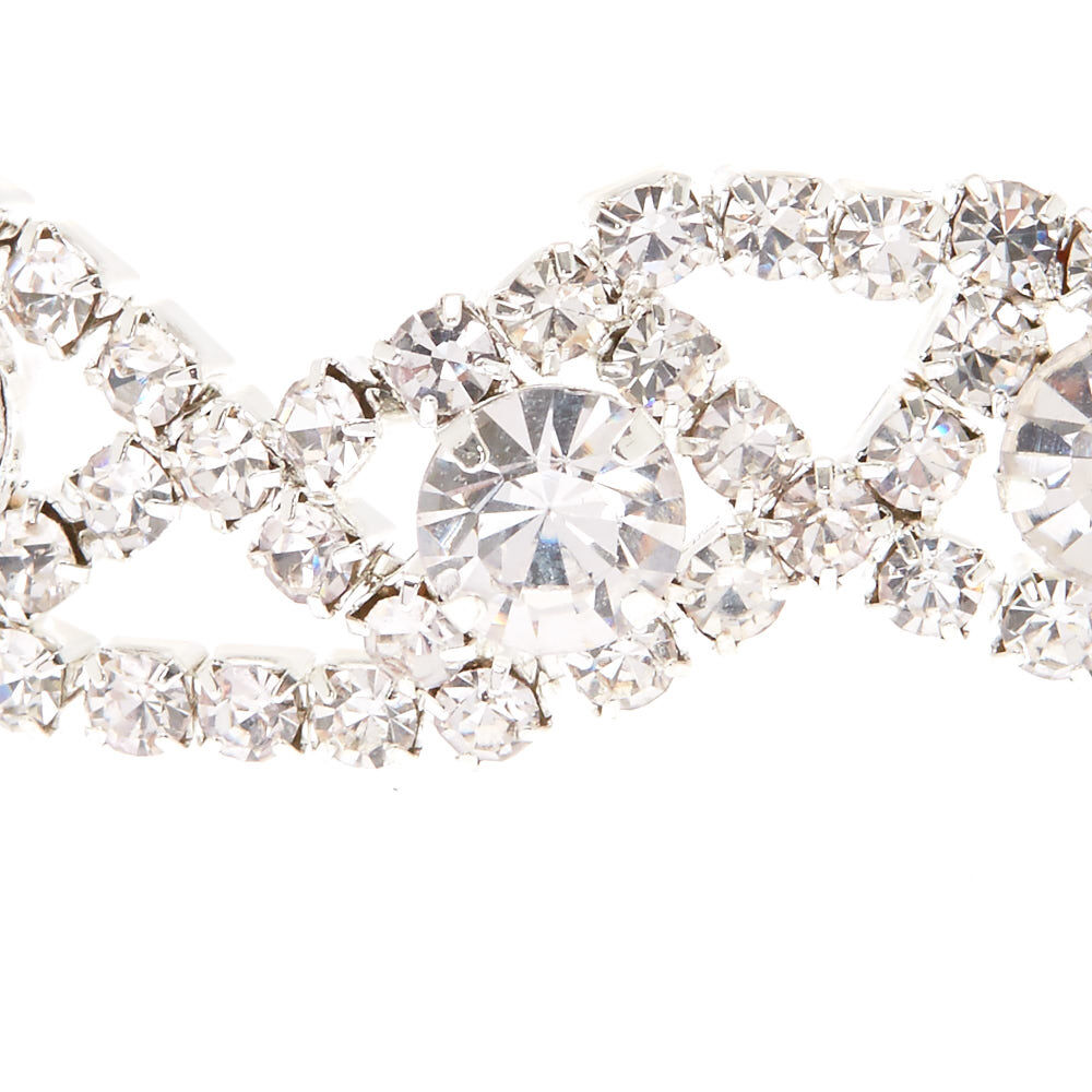 Silver Rhinestone Wave Chain Bracelet,