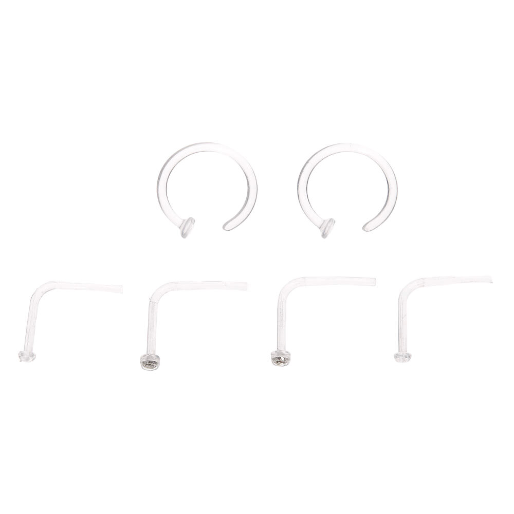 Mixed BioFlex Stud Hoop 20G Nose Rings 6 Pack
