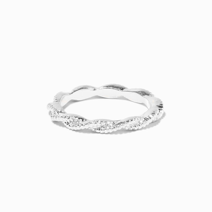 Silver Textured Twist Ring,