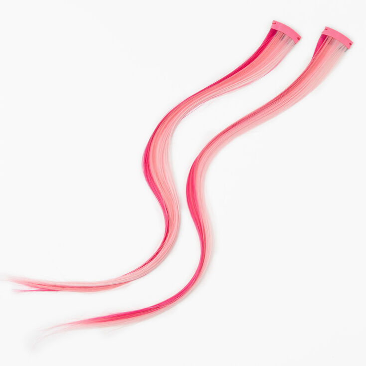 Ombre Faux Hair Clip In Extensions - Pink, 2 Pack | Claire's