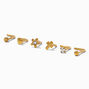 Gold Stainless Steel 20G Icon Nose Studs - 6 Pack,