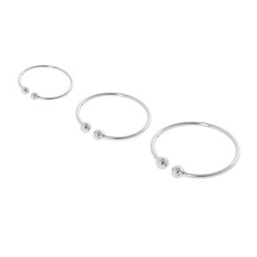 Sterling Silver Graduated Faux Nose Hoop Rings - 3 Pack,
