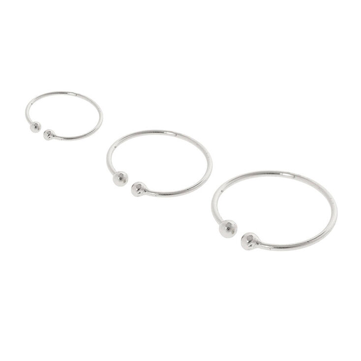 Sterling Silver Graduated Faux Nose Hoop Rings - 3 Pack,