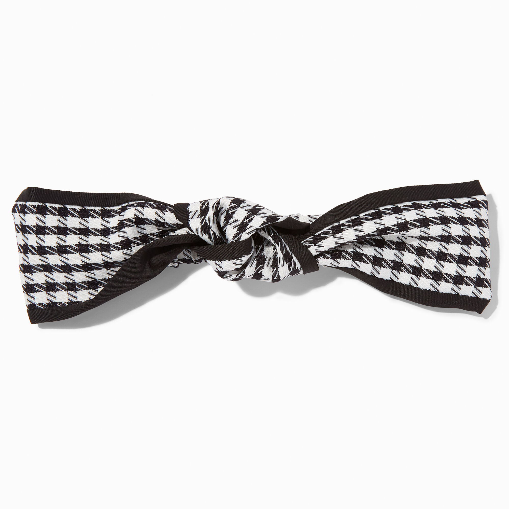 Black & White Houndstooth Knotted Bow Headwrap,