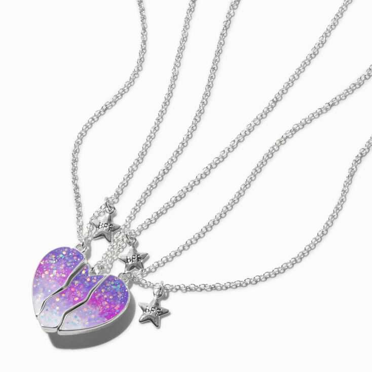 Best Friends Purple Ombr&eacute; Heart Pendant Necklaces - 3 Pack,