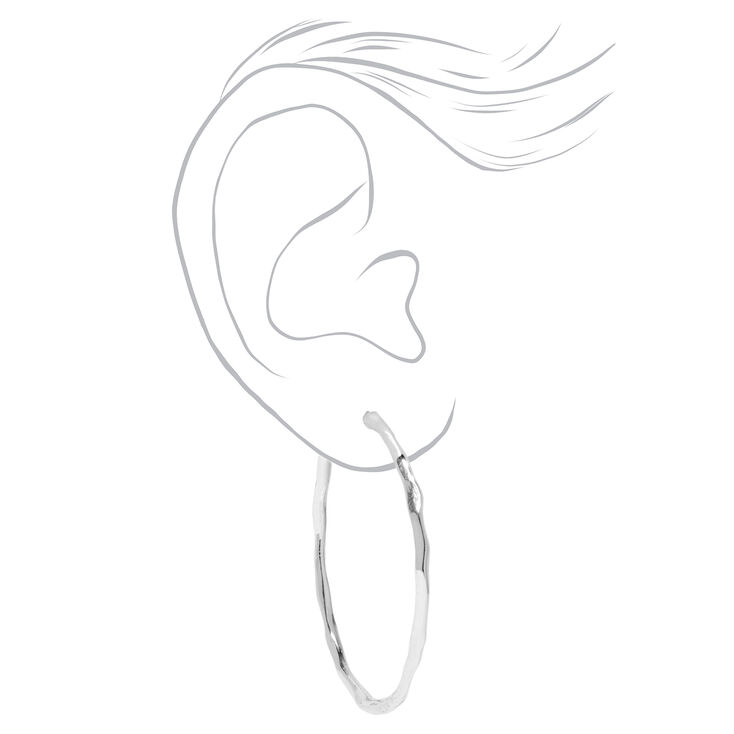 Silver-tone 60mm Molten Hoop Earrings,