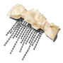 Ivory Bow Crystal Dangle Hair Clip,
