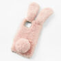 Coque de portable lapin rose avec fausse fourrure - Compatible avec iPhone&nbsp;12/12 Pro,