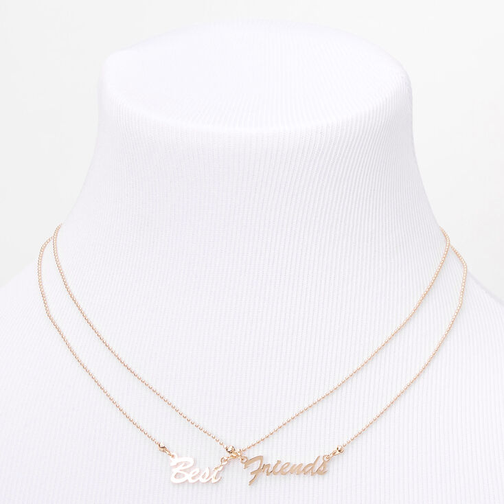 Gold Best Friends Word Pendant Necklaces - 2 Pack,