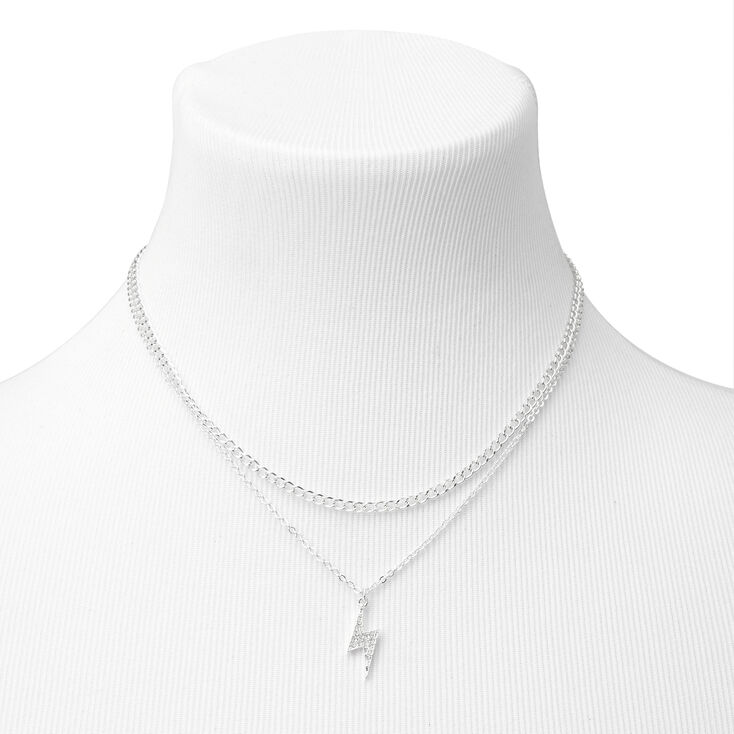 Collier multi-rangs avec cha&icirc;ne &eacute;clair couleur argent&eacute;e,