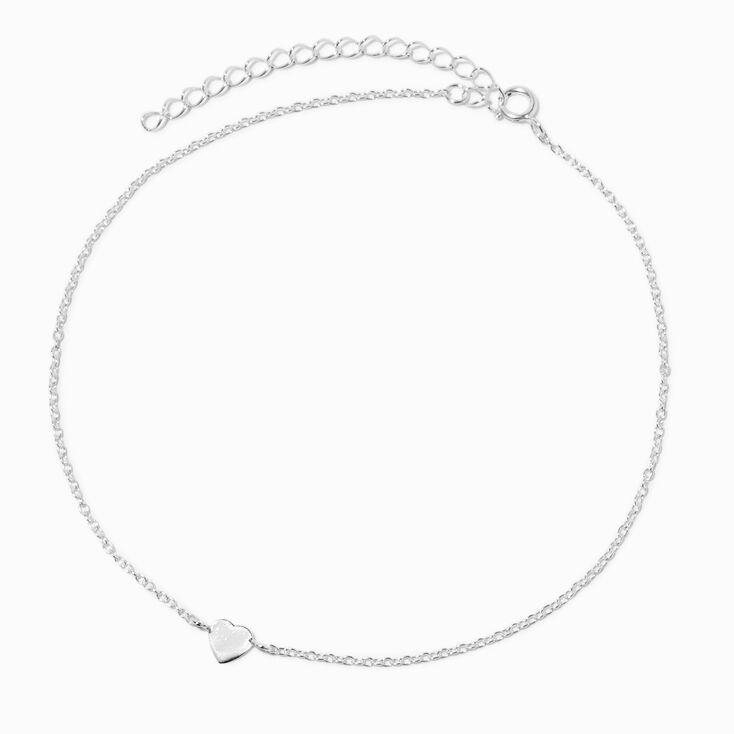 C LUXE by Claire&#39;s Sterling Silver Heart Charm Chain Anklet,