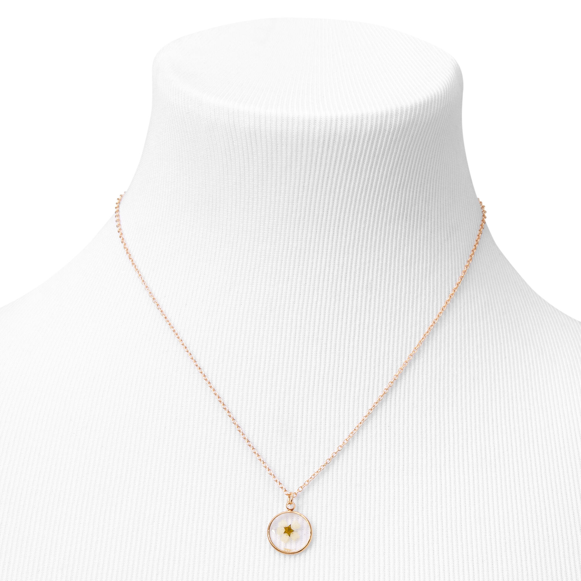 Gold Pressed Flower Pendant Necklace - Yellow,