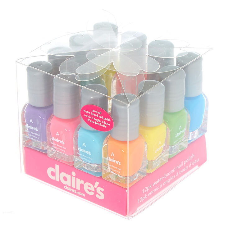 Lot de 12 mini vernis &agrave; ongles &agrave; base d&#39;eau aux couleurs fluo,
