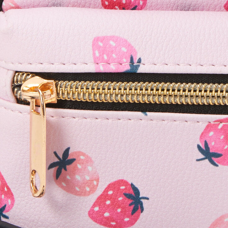 Pink Strawberry Backpack Crossbody Bag,
