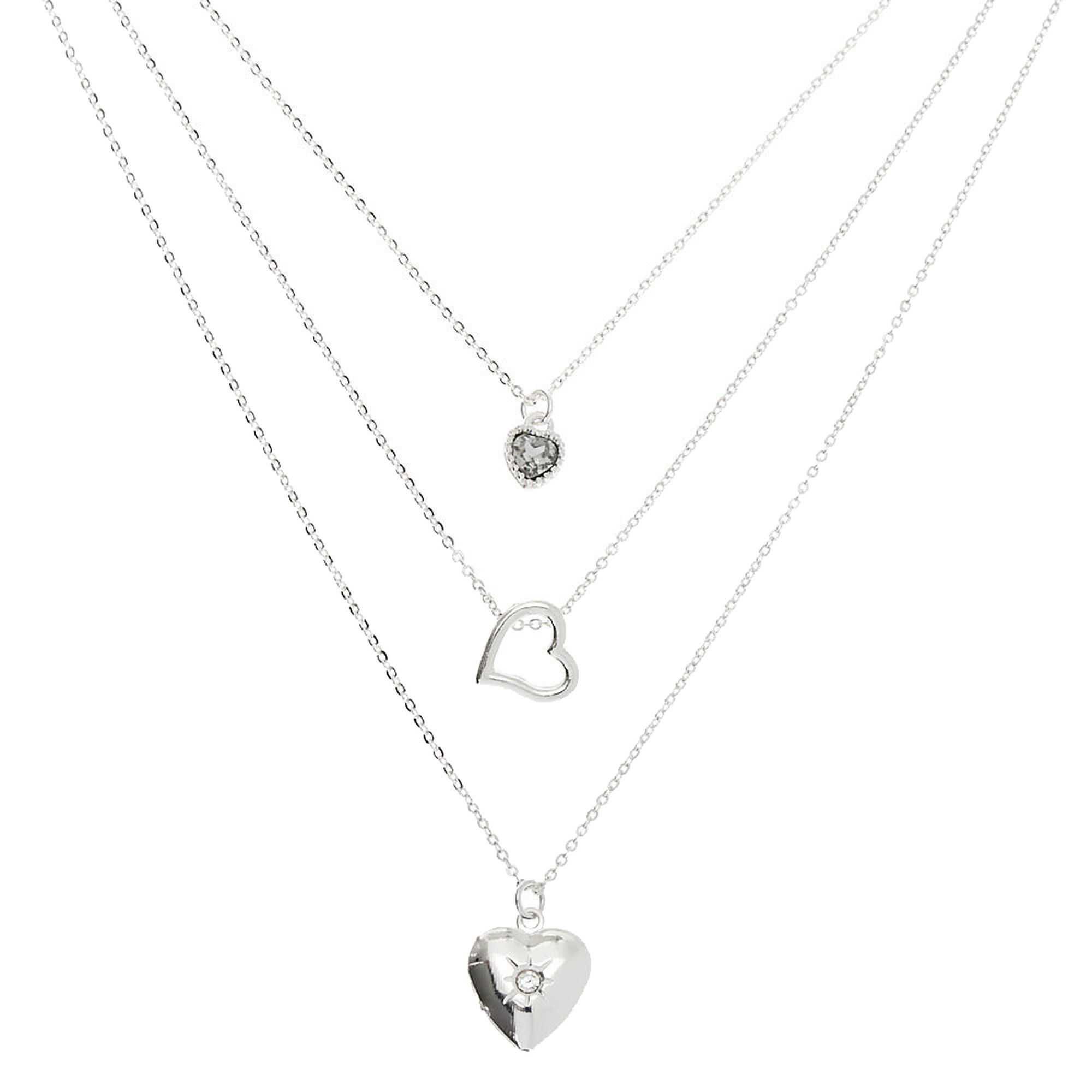 Get Wallpaper Silver Heart Multi Strand Necklace Claire S Free HD