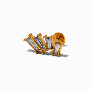 Gold-tone Stainless Steel Cubic Zirconia Baguette Crawler 18G Conch Earring,