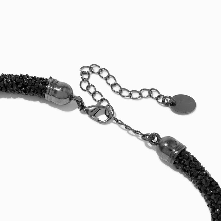 Jet Black Stone Encrusted Necklace,