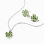 St. Patrick&#39;s Day Gemstone Sharmrocks Necklace &amp; Earring Set - 2 Pack,