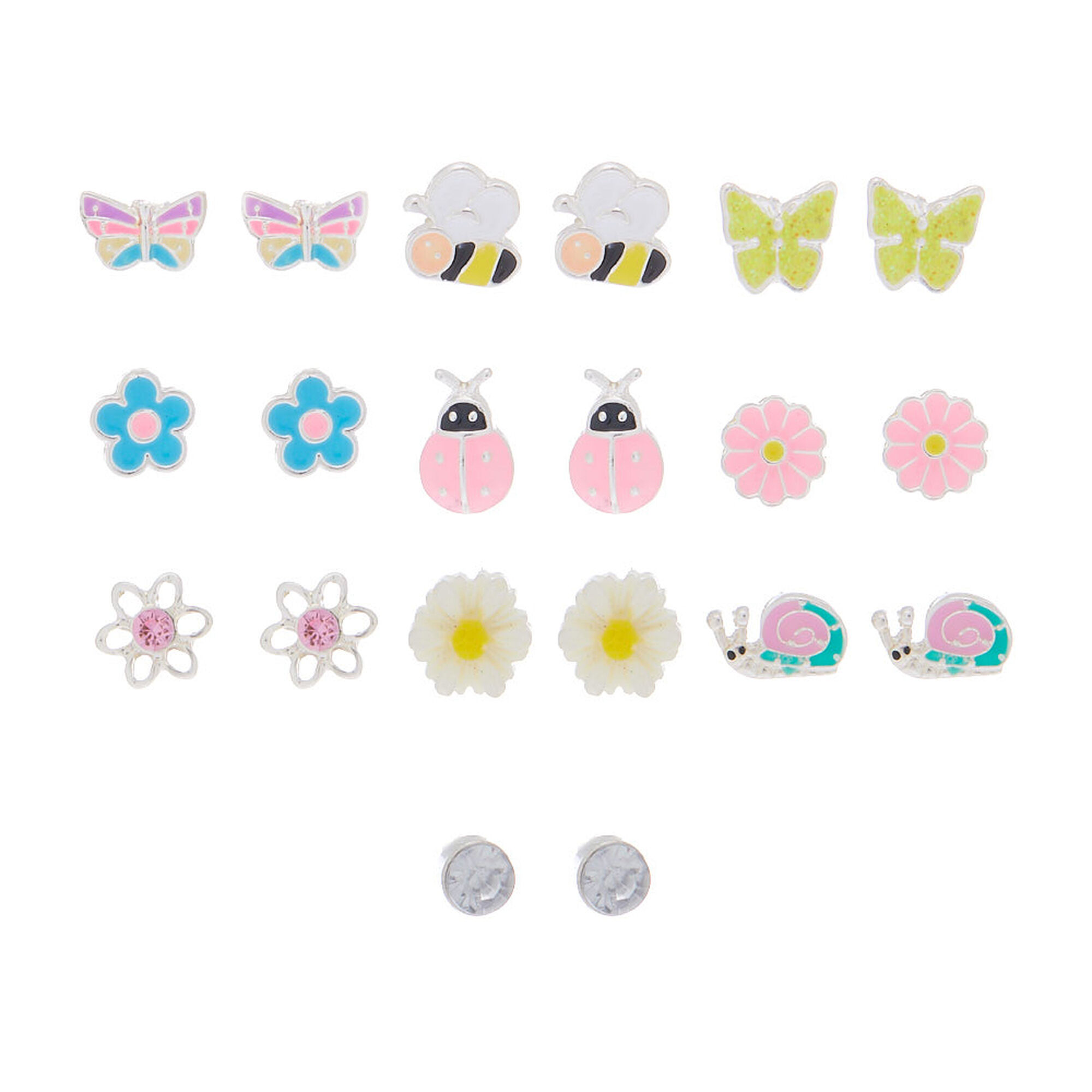 View Claires Spring Mix Stud Earrings 10 Pack Silver information