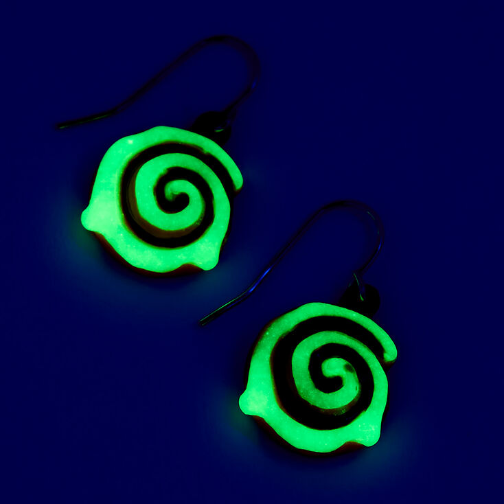 Glow in the Dark Cinnamon Roll Drop Earrings,
