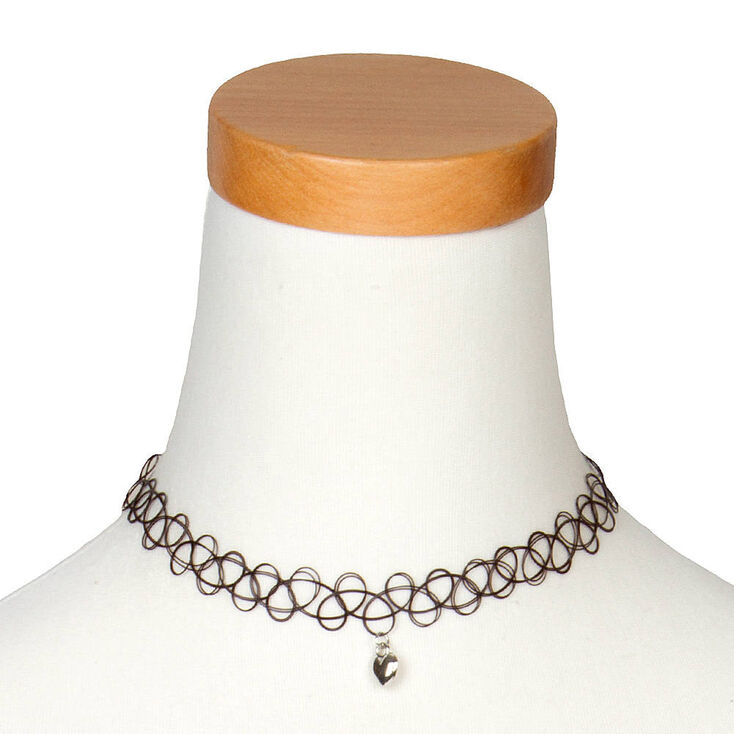 Claire's Collier ras-de-cou effet tatouage avec breloque cœur