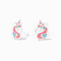 Clous d&#39;oreilles licorne en argent &agrave; paillettes,