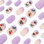 Purple French Tip Icons Stiletto Press On Vegan Faux Nail Set - 24 Pack,